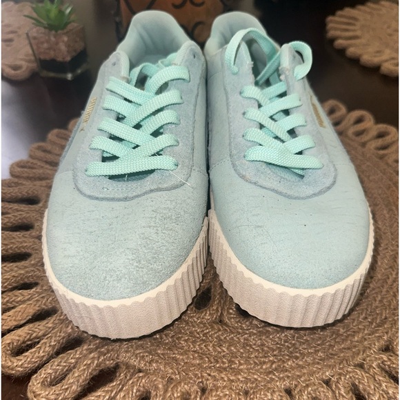 Puma Carina Sneaker Aqua/Mint Green Snake Print Women's Size 10 - Picture 8 of 11